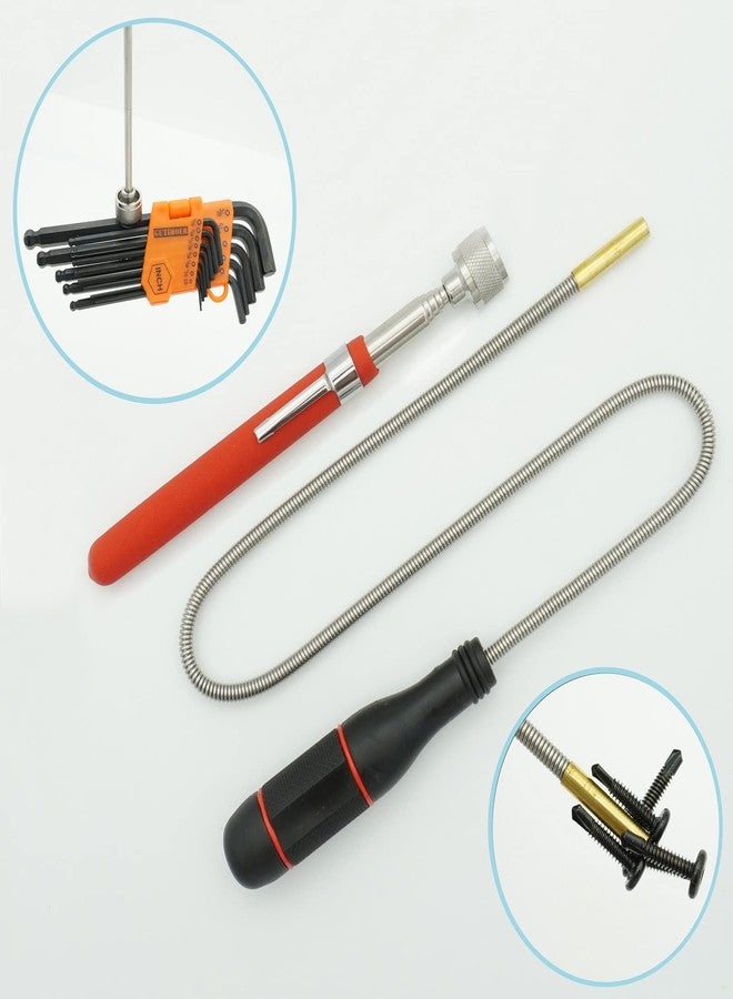 guti-more GUTIMORE Magnetic Pickup Tool Pack of 2, Flexible Magnetic Pickup 2LB,Telescoping Magnet Pickup 10LB,Strong Magnet for Hard to Reach Keys,Bolts,Nuts and Screws for Car and Home… - Image 3
